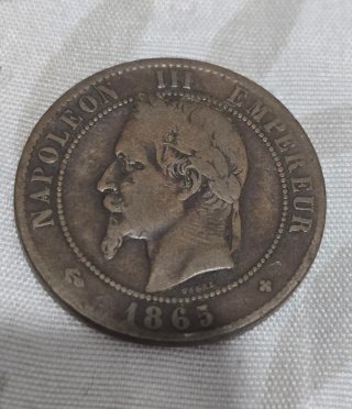 Moneda Napoleón III Emperador 1865