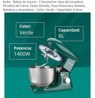 Robot de Cocina Kubo Verde 7 Accesorios