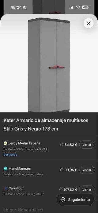 Armario exterior de plástico gris y negro