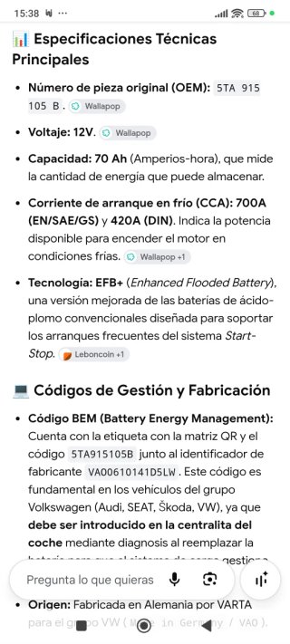 Batería Varta EFB+ 12V 70Ah 700A para Grupo VAG