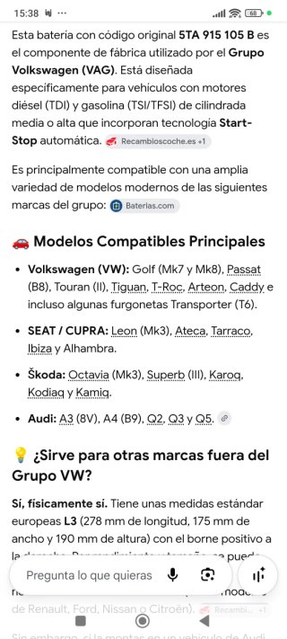 Batería Varta EFB+ 12V 70Ah 700A para Grupo VAG