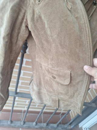Cazadora Piel Vintage Mujer Beige/Marrón