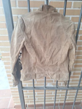 Cazadora Piel Vintage Mujer Beige/Marrón