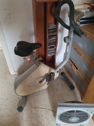 Bicicleta Estática Gris y Beige