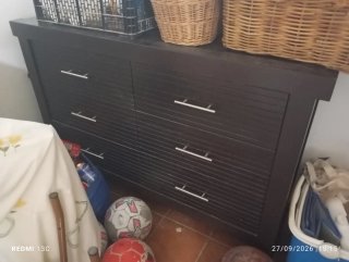 Aparador recibidor madera y mimbre
