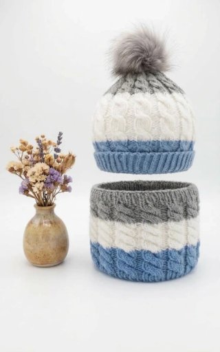 Conjunto de gorro y cuello de lana