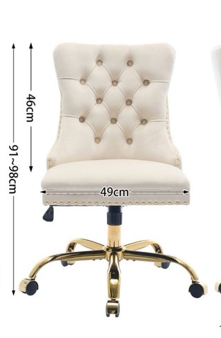 Silla de escritorio tapizada beige y dorada