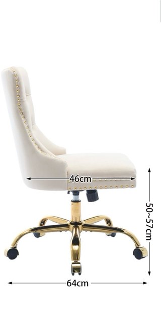 Silla de escritorio tapizada beige y dorada