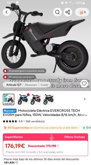 Moto Eléctrica EVERCROSS para Niños