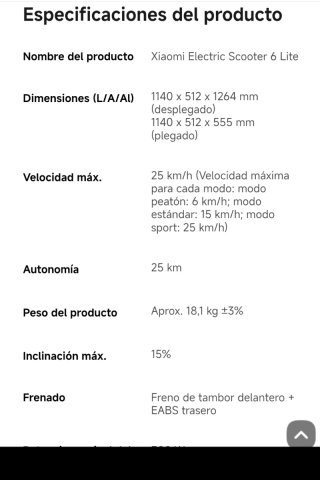 Patinete Eléctrico Xiaomi 6 Lite
