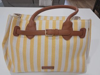 Bolso Coconuda de Rayas Amarillo y Marrón