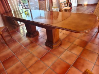 Mesa extensible madera maciza + 6 sillas