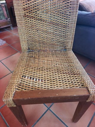 Mesa extensible madera maciza + 6 sillas