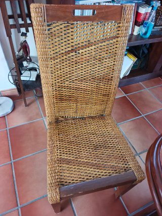 Mesa extensible madera maciza + 6 sillas