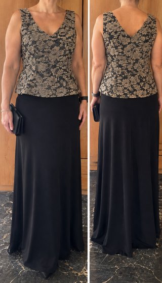 Conjunto negro top encaje y falda