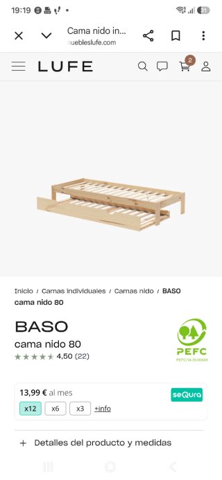Cama Nido de 80x 180 con colchones nueva