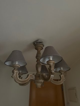 Lámpara de techo madera y tela