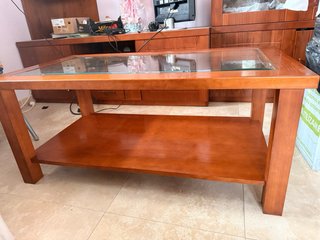 Mesa centro madera y cristal