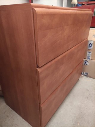 Cómoda de madera color cerezo, 3 cajones