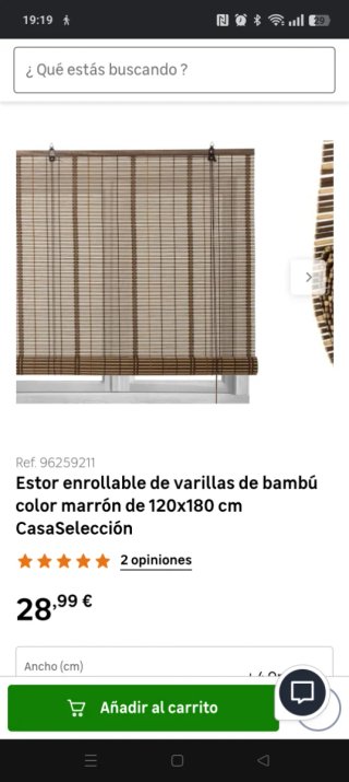 Estor Enrollable de Bambú Marrón 120x180 cm