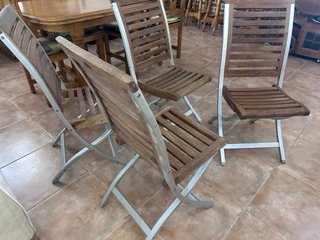 4 Sillas Plegables Jardín Madera y Aluminio