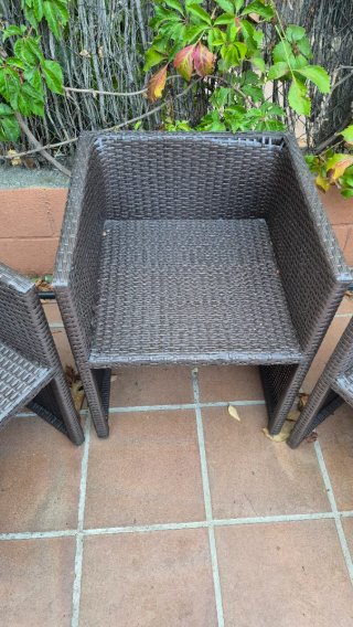 Conjunto de 3 Sillones de Ratán
