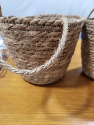 Set de 2 Maceteros Colgantes de Ratán