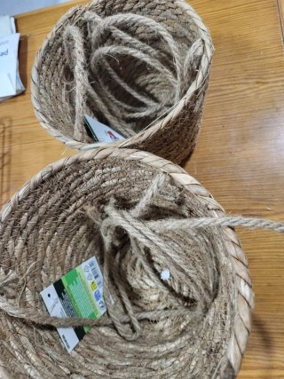 Set de 2 Maceteros Colgantes de Ratán