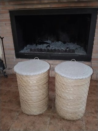 Set de 2 Cestos de Mimbre con Tapa