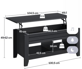 Mesa elevable negra madera y MDF