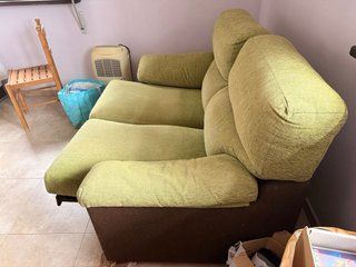 Sofás nuevos extensibles tela verde/marrón