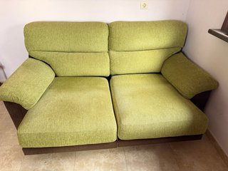 Sofás nuevos extensibles tela verde/marrón