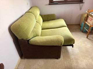 Sofás nuevos extensibles tela verde/marrón