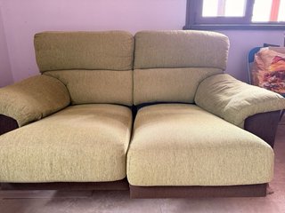 Sofás nuevos extensibles tela verde/marrón
