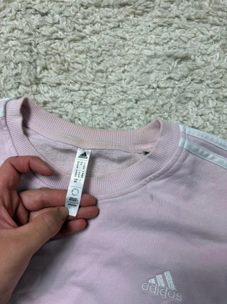 Talla M Sudadera Adidas Rosa Y triple linea blanca