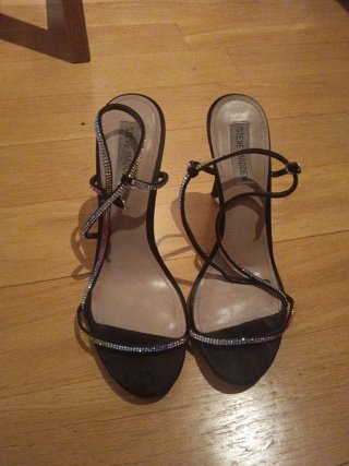 Sandalias Steve Madden mujer tacón tiras brillante
