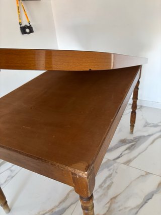 Mesa camilla de madera con patas torneadas 135x80