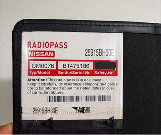 Navegador Nissan Connect 1 (Bosch) + PIN Radiopass