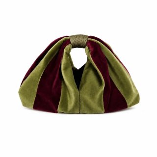 Bolsa de mão em veludo olive e burgundy