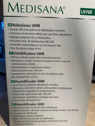 Humidificador Medisana UHW Ultrasonidos Luz Noche