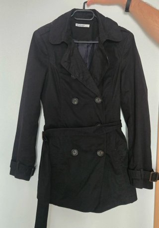 Gabardina Negra Stradivarius Talla S