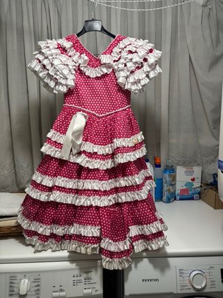 Traje de flamenca infantil rojo y blanco