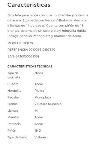 Bicicleta infantil  Kid BTT 14".Atractor azul.