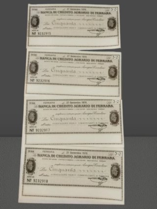 Antichità Lotto 10 Miniassegni 50 Lire FDS