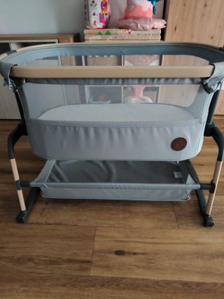 Minicuna Gris con Estructura de Madera