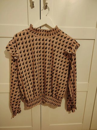 Camisa Mayoral Gato Beige y Negro