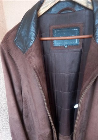 Chaqueta de cuero marrón talla 50