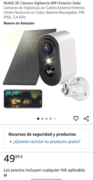 Cámara de Vigilancia WiFi NUASI 2K Solar