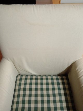 Butaca vintage salón beige y verde