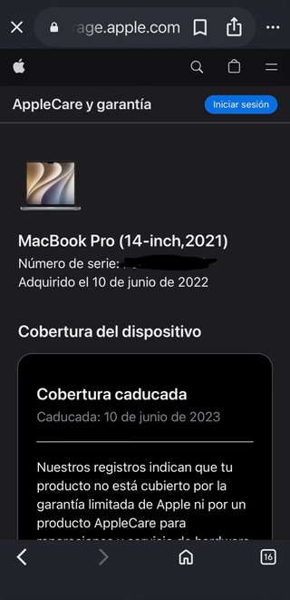MacBookPro 14" M1 Pro (10 núcleos) 32Gb 1Tb SSD